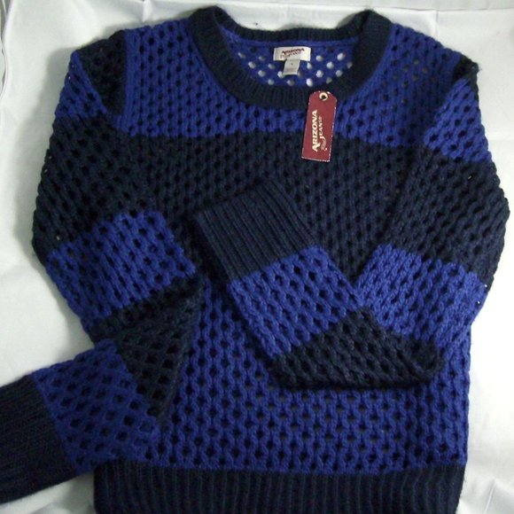 Arizona Jean Co. Mesh-Stitch Clematis/Navy Sweater - Picture 1 of 6
